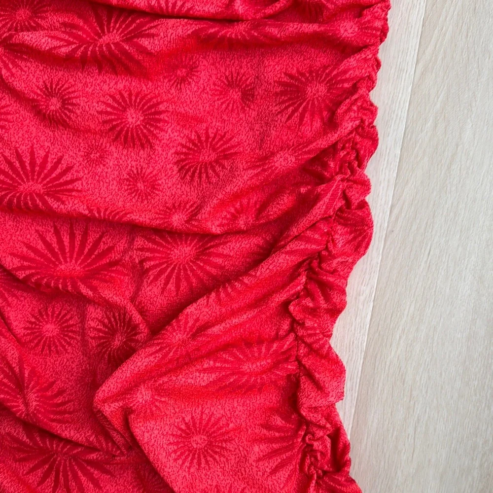 Zara Red Ruched Mini Dress - Picture 5 of 5